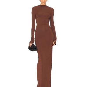 Elegant Brown Long Sleeve Dress
